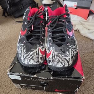 Nike Graffiti Print Basketball Shoes - Black & Red